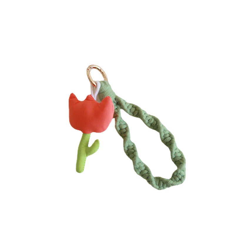 Wholesale Cotton Rope Tulip Handwoven Wrist Strap Keychain